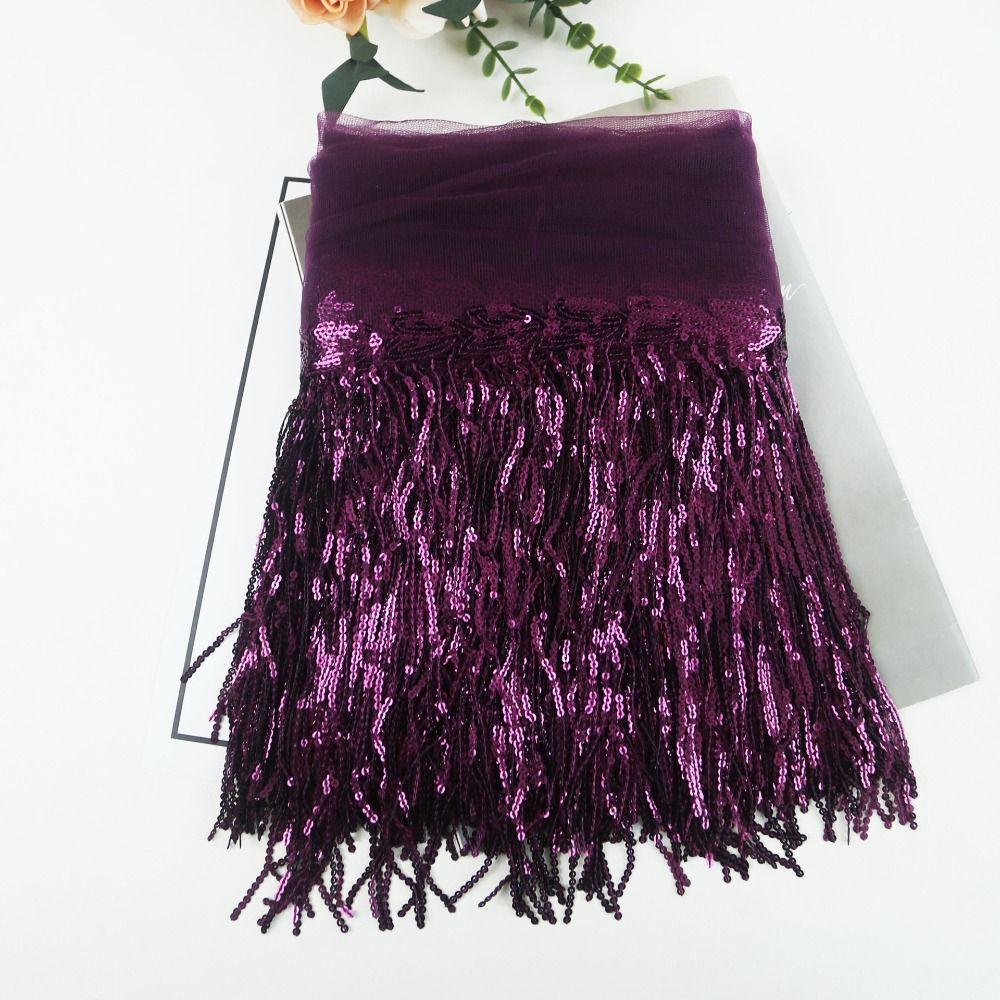 10 Yards Sequins Material Lace Ribbon 20cm Width Glitter Tassels Party Decoration