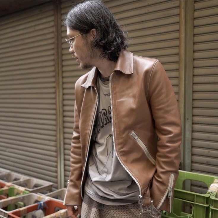 VALLET Genuine Leather Single Rider Jacket VALLET01AN S Size Brown [Liugoo Leathers] (Valette) Men's