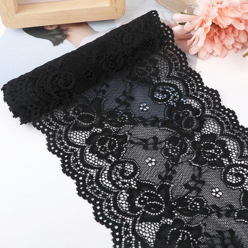 15cm Szeroka Miękka Elastyczna Koronka do Dekoracji Ubrań i Spódnic DIY w Kolorze Białym lub Czarnym