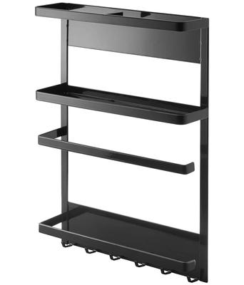 Yamazaki Tower Magnetic Refrigerator Side Rack, Black, Approx. W24.5 X D6.5 X H34cm, Kitchen Paper HolderWrap Holder, Model 2745