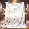 Comfortable Autumn Leaves Pattern Flannel Blanket Soft High-Definition Digital Print White Base Orange Leaves All-Season Use Soft Breathable 100% Poly