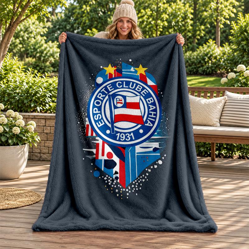 Esporte Clube Bahia Blanket Flannel Blanket Soft Cozy Plush Throw for Sofa Bed Lightweight Home Decoration Gifts for Christmas Various Holidays