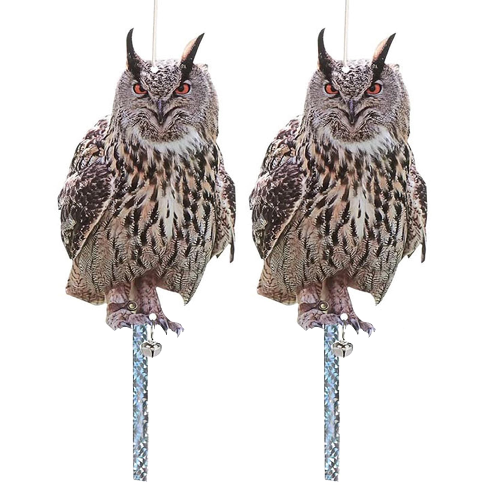 

sac taske Bird Repellent, Realistic Owl Design, Bird Scare, Pigeon Repellent, Crow Repellent, Bird Pest Control (Set of 2 Horned Owls)