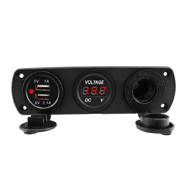 

Portable Car Charger Socket Adapter Outlet USB Fast Charge Dual Ports Voltmeter червоний