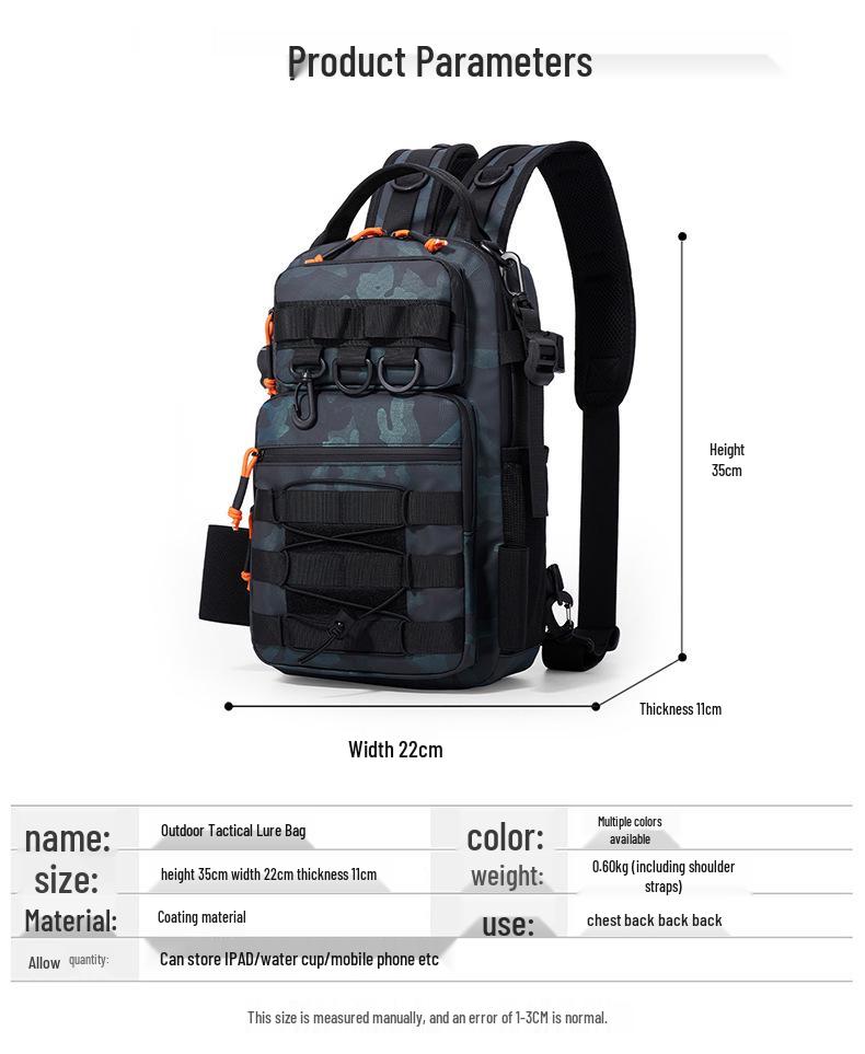 20L Wear-Resistant Oxford Fishing Rod Crossbody Bag