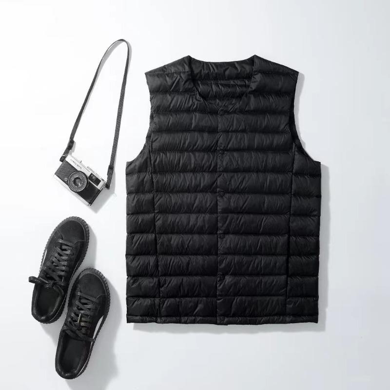 

Down Vest Men s Collarless Inner Tank Wearing Autumn and Winter Light Down Jacket Vest Green Large Size Vest Crew Neck M темно-синий