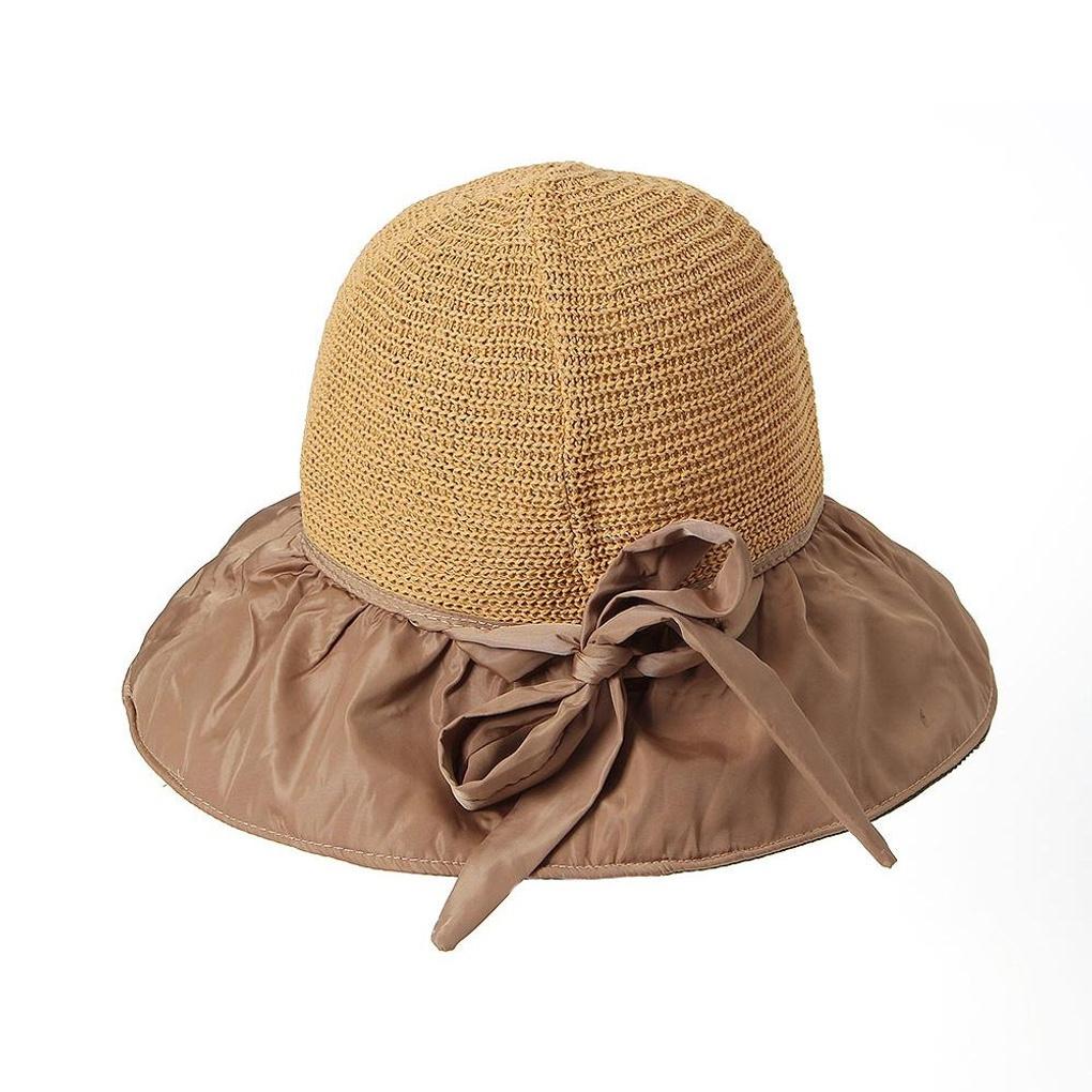 UV-blocking blackout ribbon bucket hat (brown) vacation hat