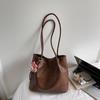 Borsa retrò sotto il braccio da donna autunno nuova semplice borsa shopper studente grande capacità borsa a secchiello a tracolla