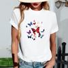 Women's Fashionable Round Neck Casual Retro Print Short Sleeved T-shirt Top