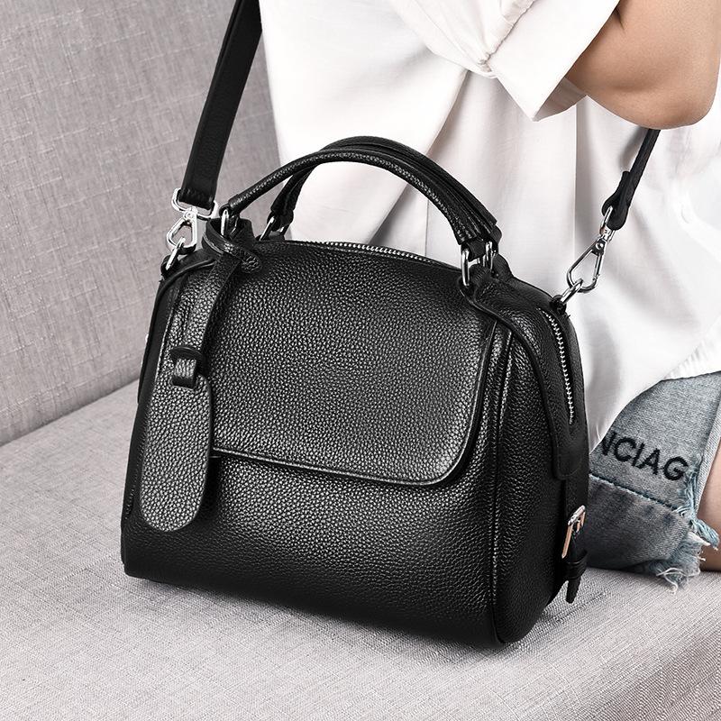 Sac à main bandoulière, Sac bandoulière en cuir de vachette, Sac femme en cuir souple, tendance et décontracté