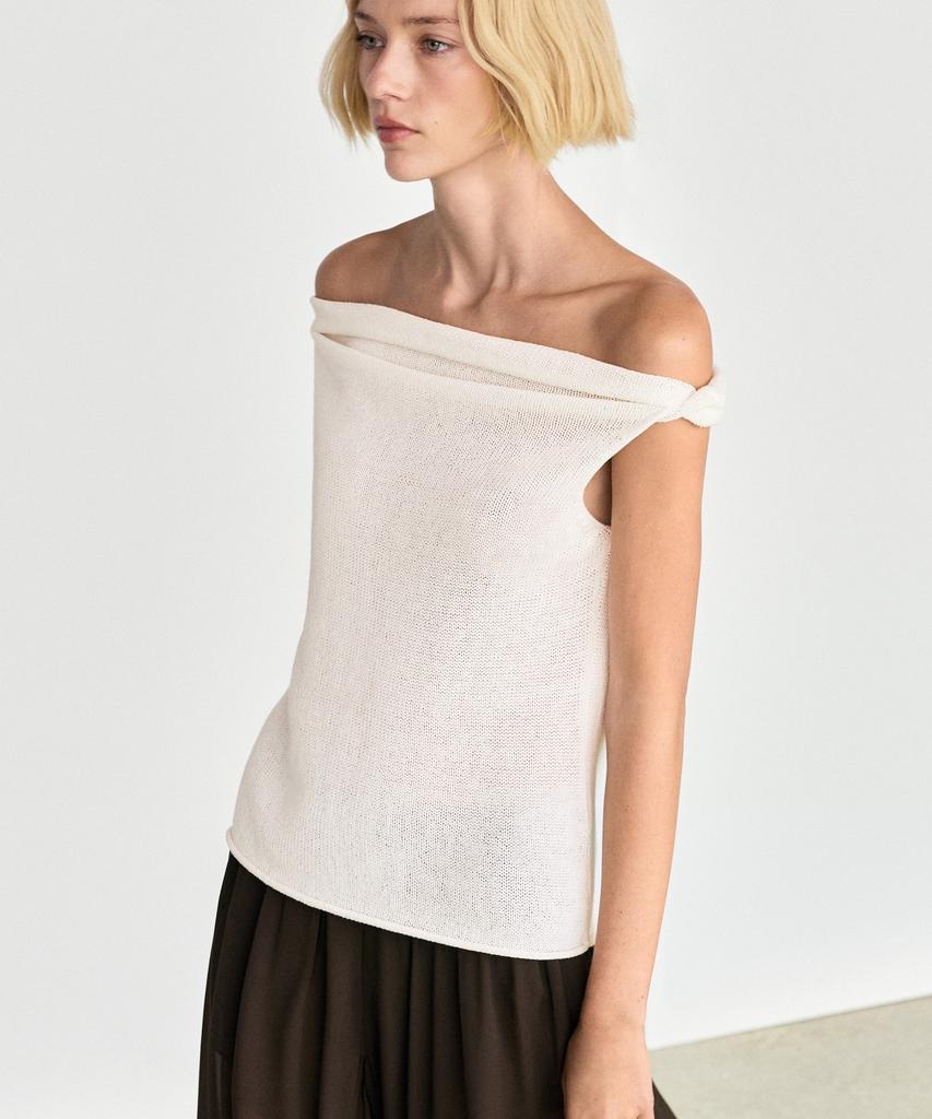 Masimodutti Ribbed Strapless Knit Top