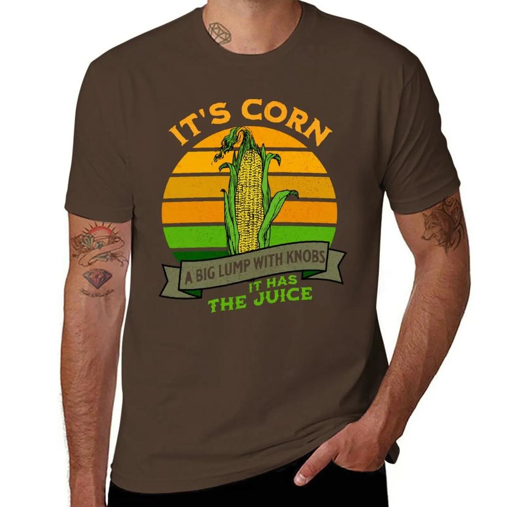 Funny Corn - Retro Vintage It Has The Juice It’s Corn T-Shirt Vintage Clothes Blacks Slim Fit T Shirts for Men