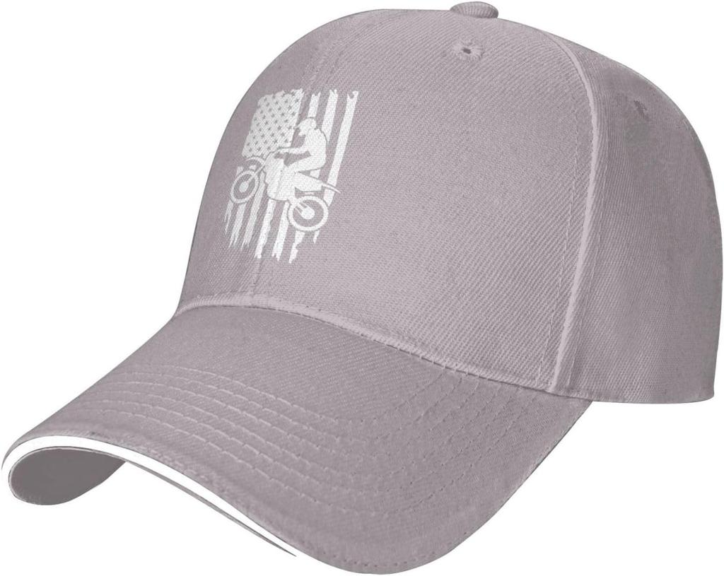 Motocross American Flag Distressed Baseball Cap Polyester Casual Trucker Hat Adult Unisex Sun Protection