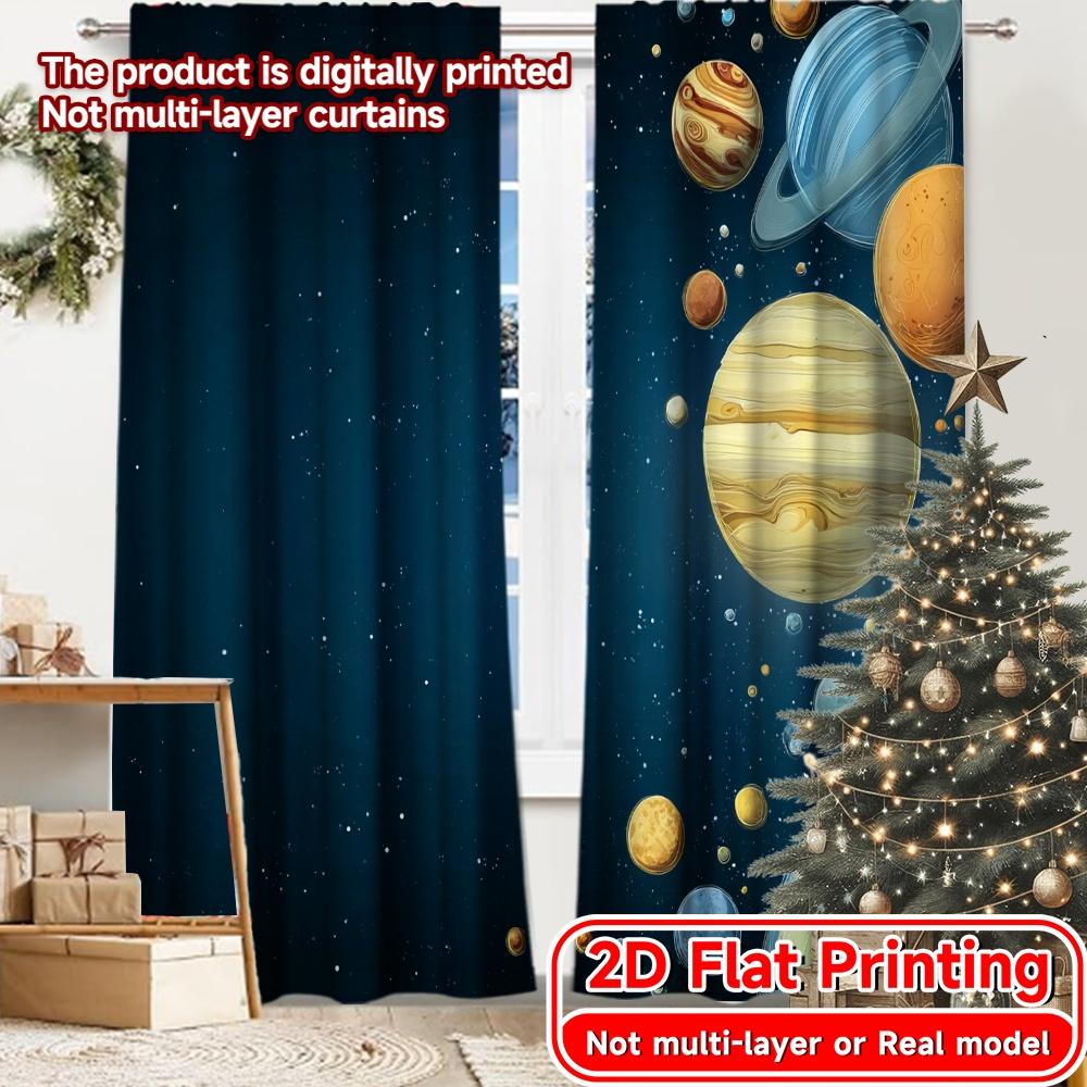

Flat Printing Curtains Without Rod Cosmic Planetary Exploration Fashionable Curtainments During April Fools Curtain Set Of 2 Modern Made Polyester W100*H70(CM)-Rod Pocket&2PCS