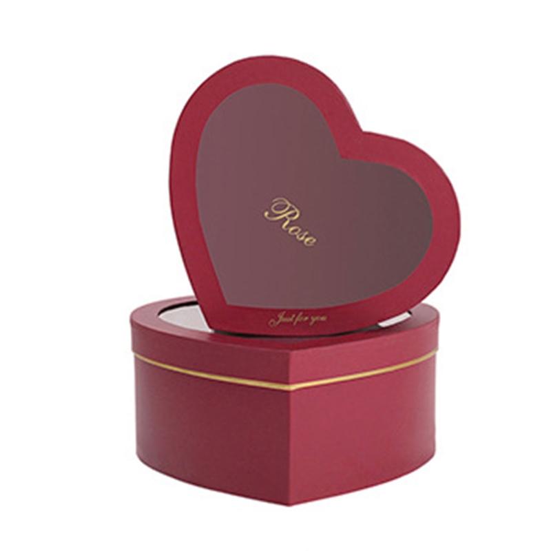 2pcs  Creative Flower Box Heart Shaped Hot Stamping Paper Florist Packaging Rose Gift Case for Anniversary Party Dropshipping