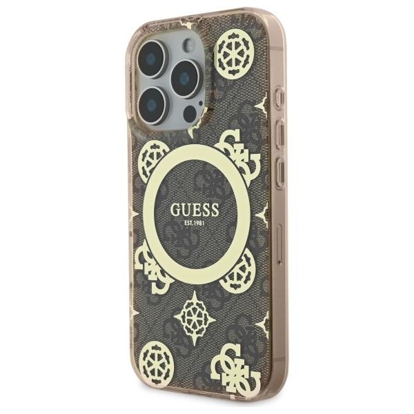 Guess Guhmp16Lh4Pyeew Iphone 16 Pro6.3 Brązowy/Brown Hardcase Iml Peony On 4G Background Magsafe