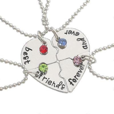 Freundschaftskette für 4 beste Freunde, Best Friends Forever Halskette Edelstahl Bff Halsketten für Mädchen