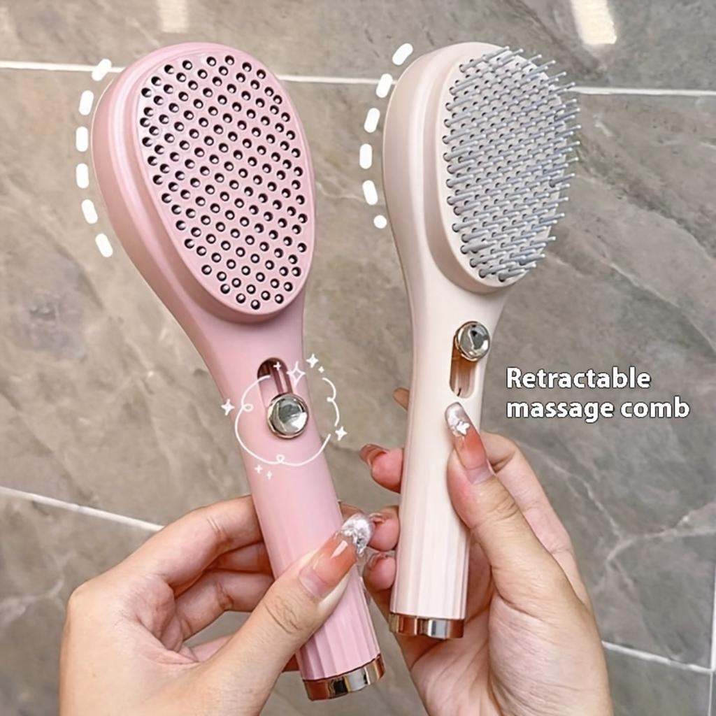 3PCS Retractable Self-Cleaning Hair Brush - Antistatic Massage Brush for Added Volume and Scalp Care, Perfect Gift for The Fashionable Woman