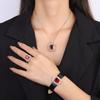 Jewelry Copper Bottom Gold-Plated Simulation Red Corundum Square Wrist Women'S Set 12 * 16-12 * 14