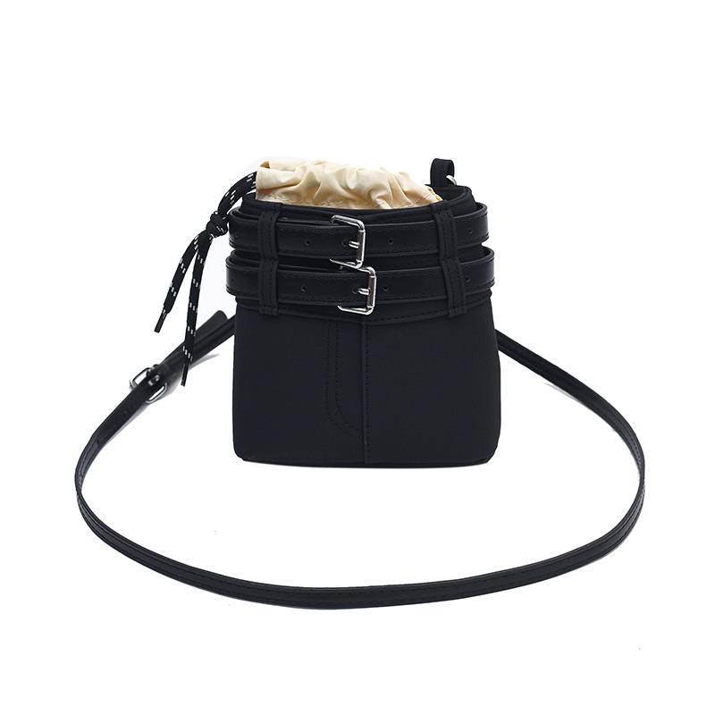 Patchwork Drawstring Small Square Bag For Women New Casual Versatile One Shoulder Bags Retro Commuter Mini Crossbody Purses