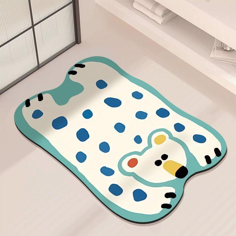 Badezimmerbodenmatte, saugfähiges Diatomeenkissen, Badezimmer-WC, Haushaltstür, rutschfeste schnell trocknende Fußmatte, Teppich