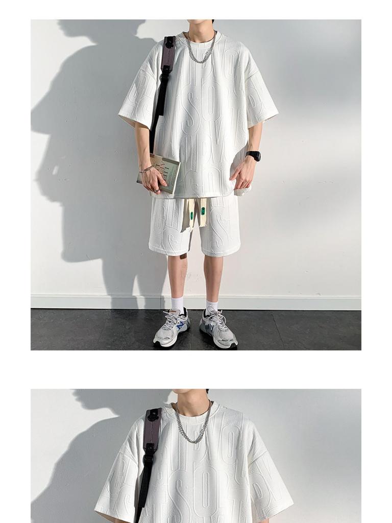 Men's Trendy Summer Short-Sleeved T-Shirt and Shorts Set - Loose Fit, Casual Plus Size Ensemble