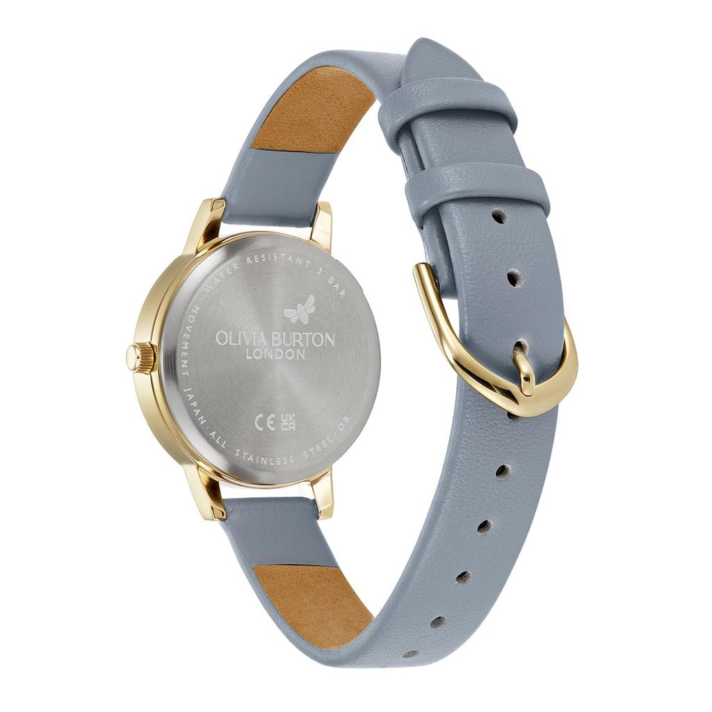 Authorized Dealer Olivia Burton Watch Ladies 24000225 Signature Midi Abstract Floral Gold Chalk Blue Leather [OLIVIA BURTON]