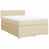 Box Spring Bed with Mattress Cream 140 X 200 Cm Fabric