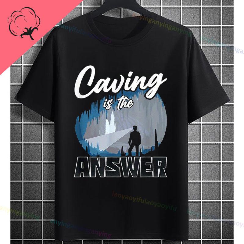 Funny Explore The Underworld Cave spelunking Graphic Tshirt Pure Cotton Shortsleeve Humor Style Fashion Tee Outdoor Clothing