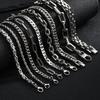 Punk Silver Color Men's Chain Bracelets,Hiphop Stainless Steel Braided Link Wristband,Classic Metal Jewelry Gift for Him Dad