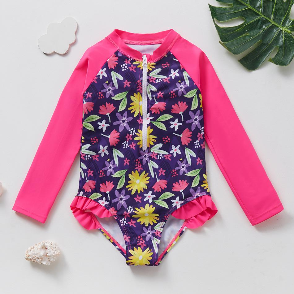 

2025 Купальник с длинным рукавом для девочек, цельный, с рисунком рыбьей чешуи и защитой от солнца 7 Years