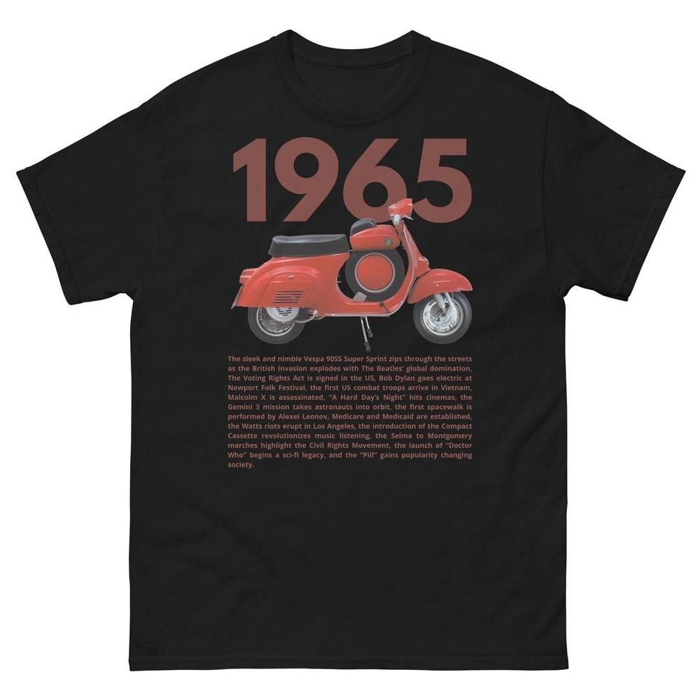 

1965 Vintage Scooter Retro 60s Style Classic Moped Graphic Birthday Gift T-Shirt Unisex T-Shirt L