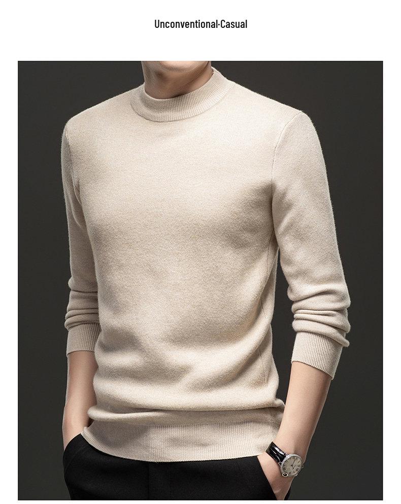 Men's 2025 Autumn/Winter Knitwear: Velvet-Lined, High Collar Sweater