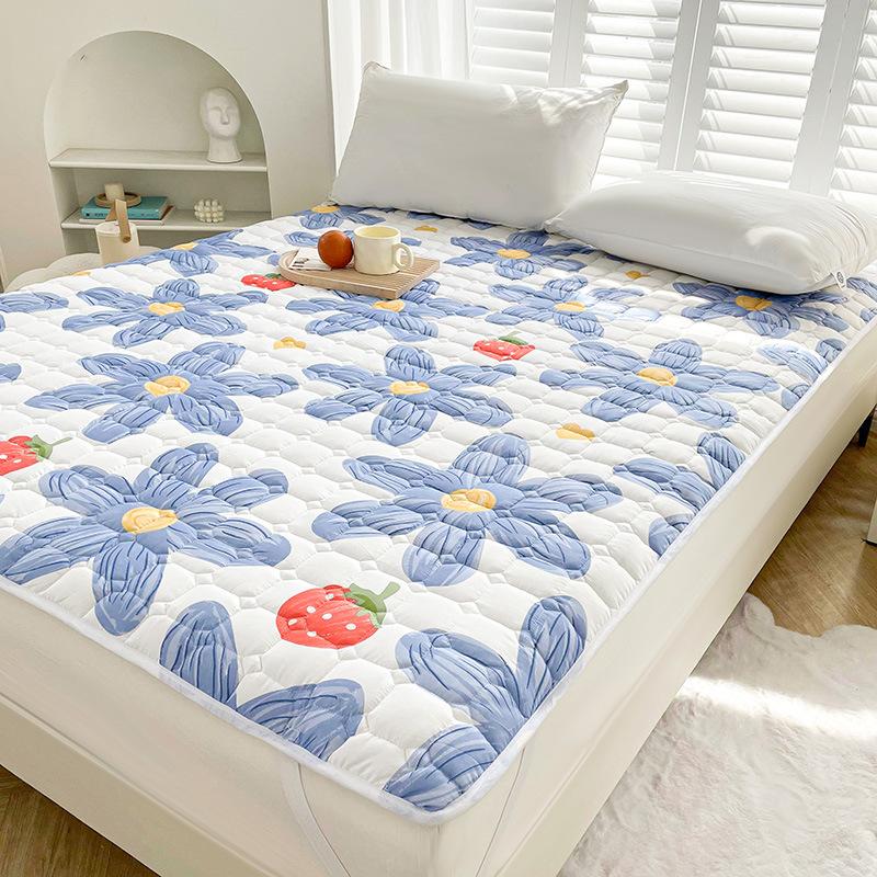 Thick Cotton Fabric Mattress Topper with Elastic Band Quilted Protector Pad Bedspread Winter Mattress Cover for Single/Double
