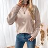 2025 Autumn European & American Casual Sweet Style Floral Knit Pink Round Neck Women's Pullover Sweater