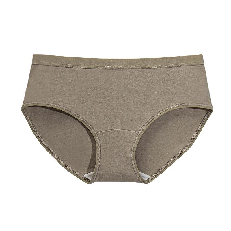 Plus Size Women's Summer Thin Pure Color Antibacterial Cotton Crotch Non Mark Middle Waist Triangle Briefs