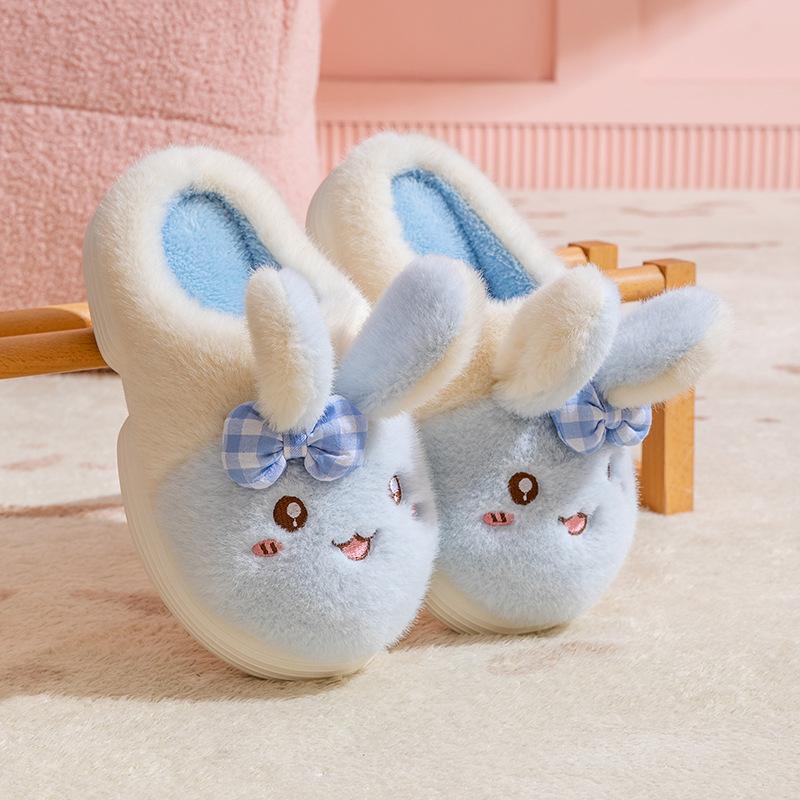 Cute cartoon cotton slippers women's autumn and winter indoor home non-slip warm plush thickened plush kitten cotton mop