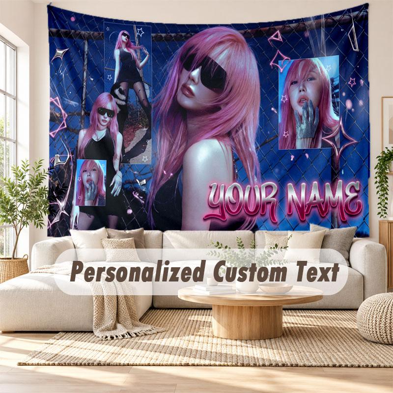 Custom Name Wall Hanging Tapestry,aespa Decorative Backdrop Tapestry For Dorm Home
