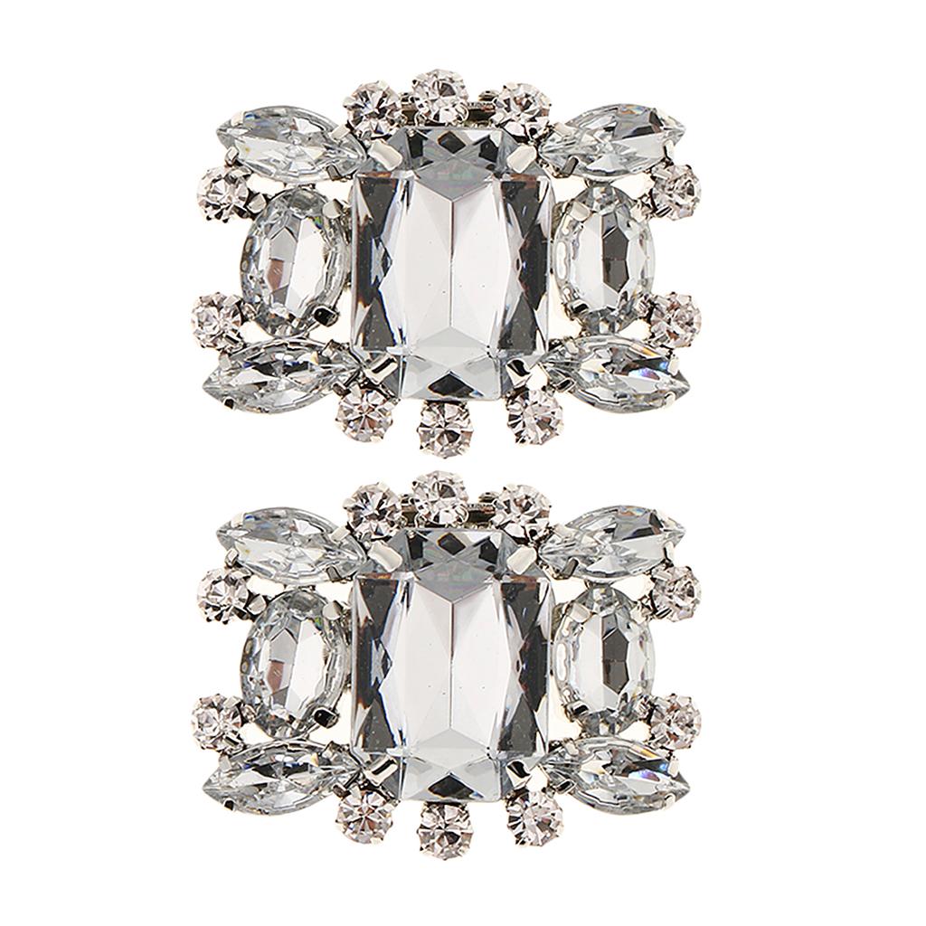 2 Pack Fashion Rhinestone Shoes Shoe Decoration Charms Flowers Crystals Wedding Party Clips