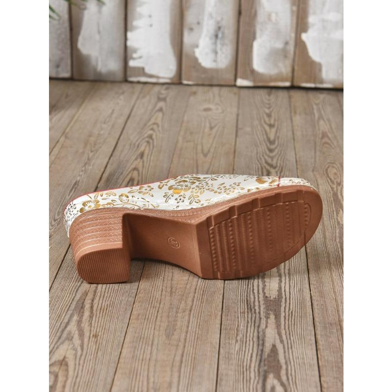 Women's Chunky Heel Peep Toe Sandals, Printed Platform Summer Slides, Plus Size Fashion Open Toe Shoes