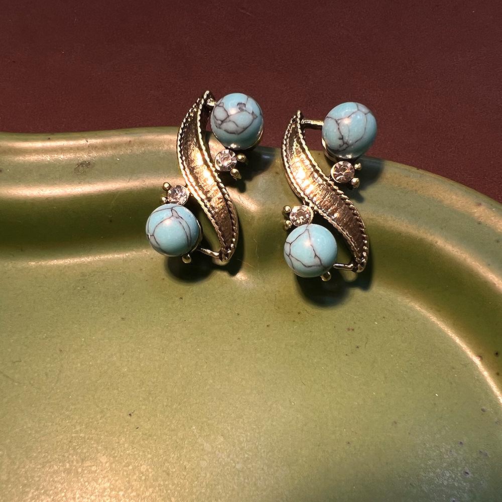 

Французский бирюзовый старинный ретро набор украшений высокое чувство универсальное колье серьги