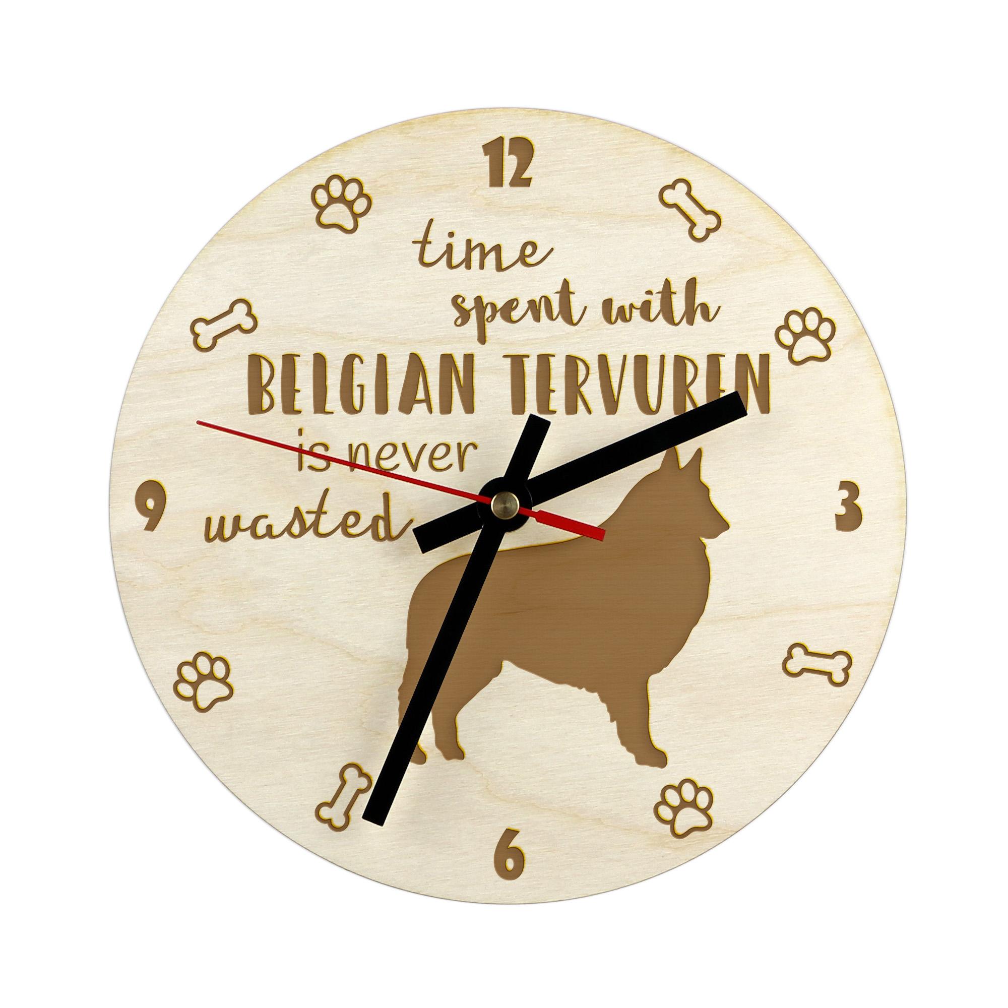 

Tervueren Belgian Shepherd Dog, Tervueren Belgian Sheepdog - clock with dog, wooden clock with engraving, personalised clock by Art-Dog