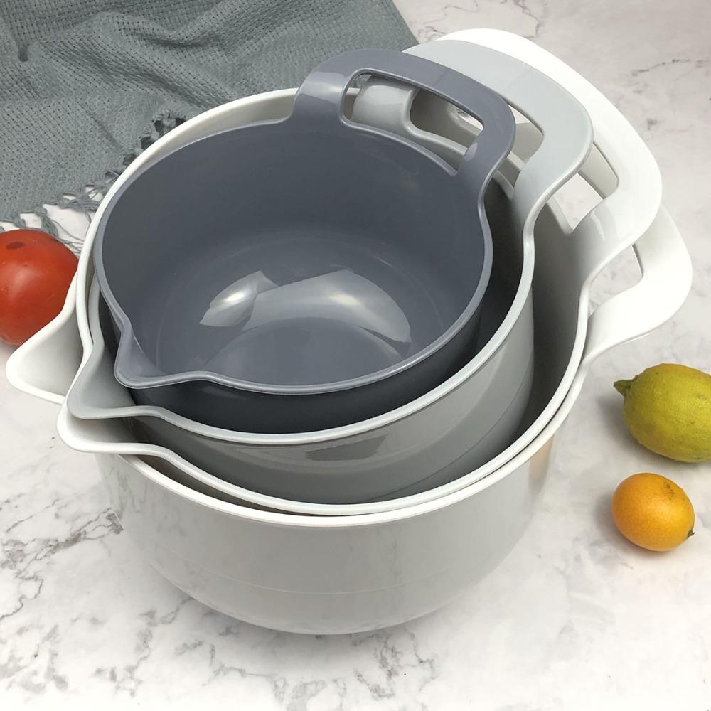 4pcs/set Plastic Salad Bowl with Handle Snacks Basin Multiple Capacities Mixing Bowl Set  Fruits