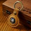 Apple AirTag Leather Protective Case for Pets - Cowhide Anti-Lost Keychain Locator.