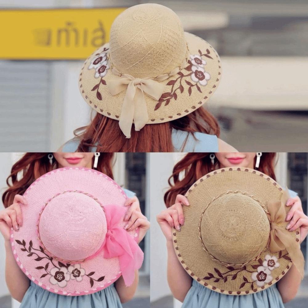 UV Protection Women's Sun Hat Flower Printed Straw Hat Fashion Fisherman's Hat Summer Outdoor
