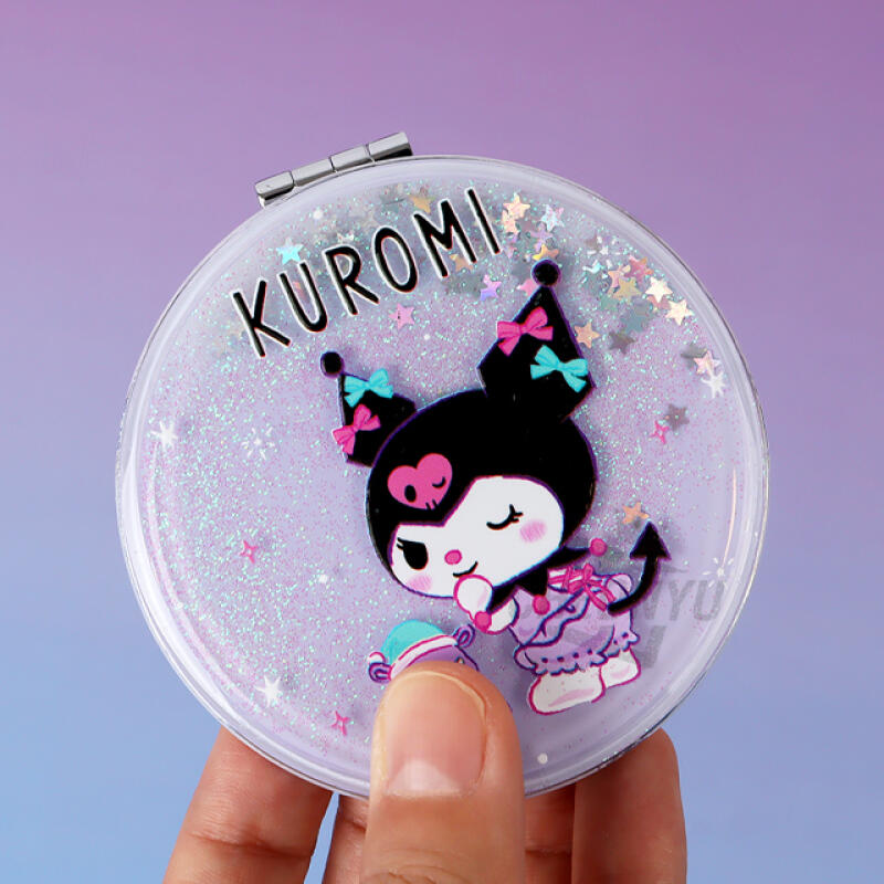 [Sanrio] Kuromi Cute Glitter Round Mirror (Random Delivery)