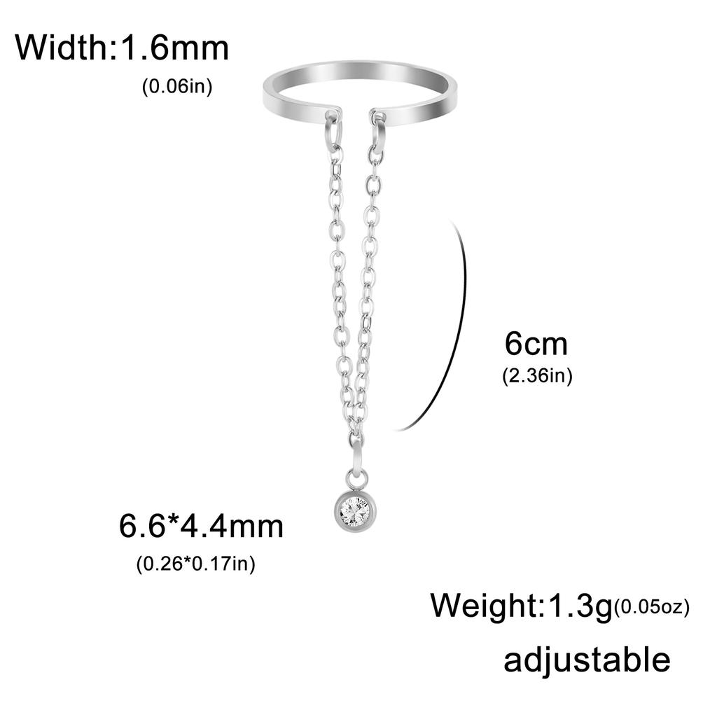 Lemegeton Open Ring for Couple Small Charm Zircon Stainless Steel Chain Accessories Heart Zircon Beauty Fried Dough Twists New