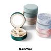 Custom Logo Round Velvet Jewelry Box with Mirror Portable Travel Zipper Rings Earrings Necklaces Jewelry Storage Box