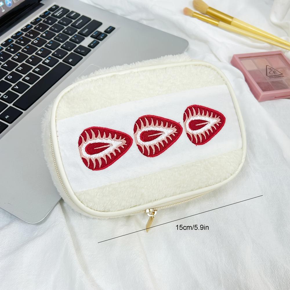 Strawberry Pattern Plush Storage Bag, Three-dimensional Storage, Super Large Capacity. Stationery/miscellaneous Storage Bag