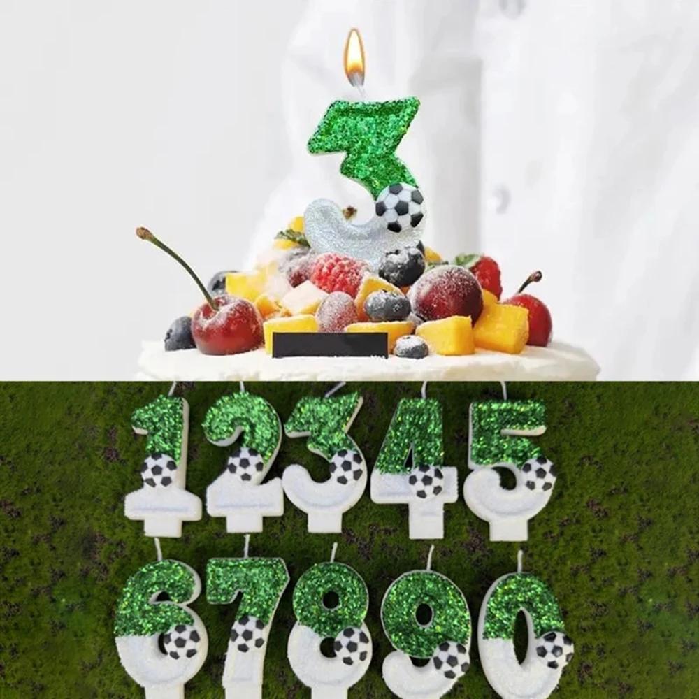 Football Cake Candles Birthday 0 1 2 3 4 5 6 7 8 9 Number Candle Soccer Cupcake Toppers Cake Decorating Supplies Boy Girl Gift